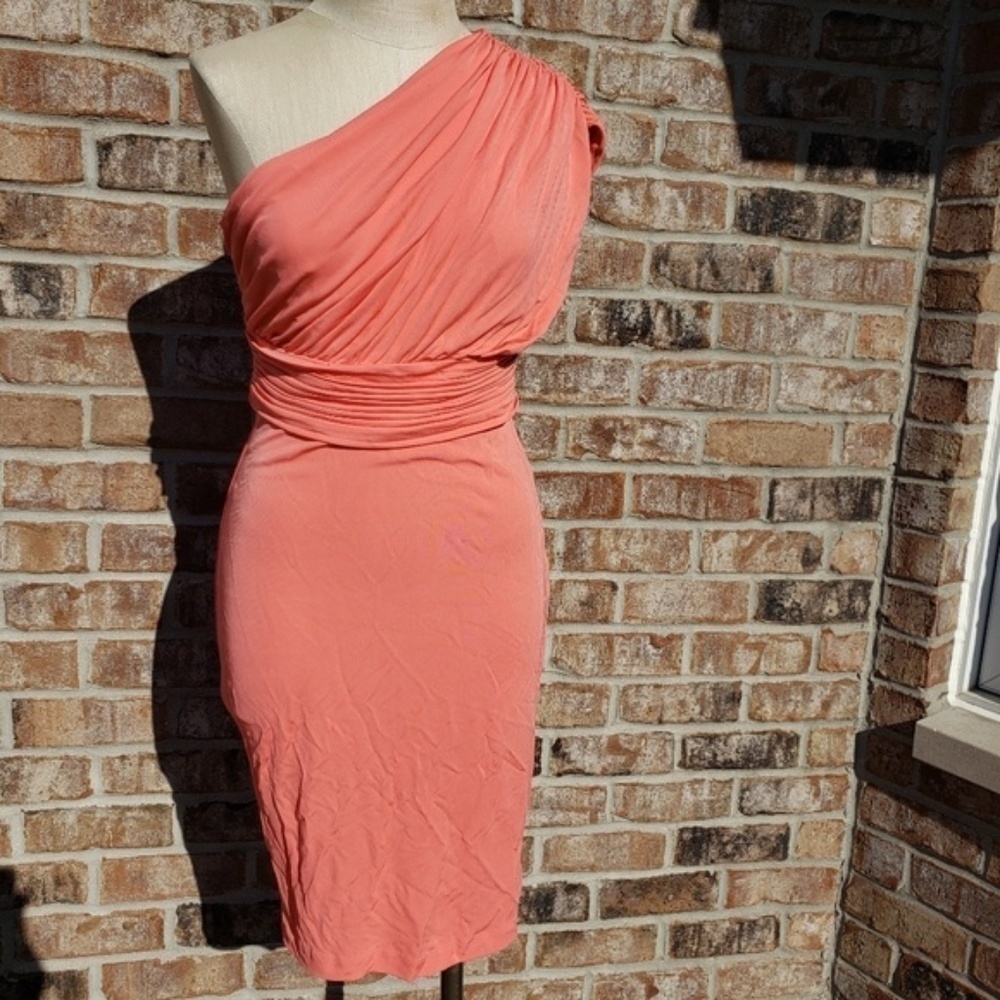 Halston Heritage One Shoulder Pleated Dress 8
